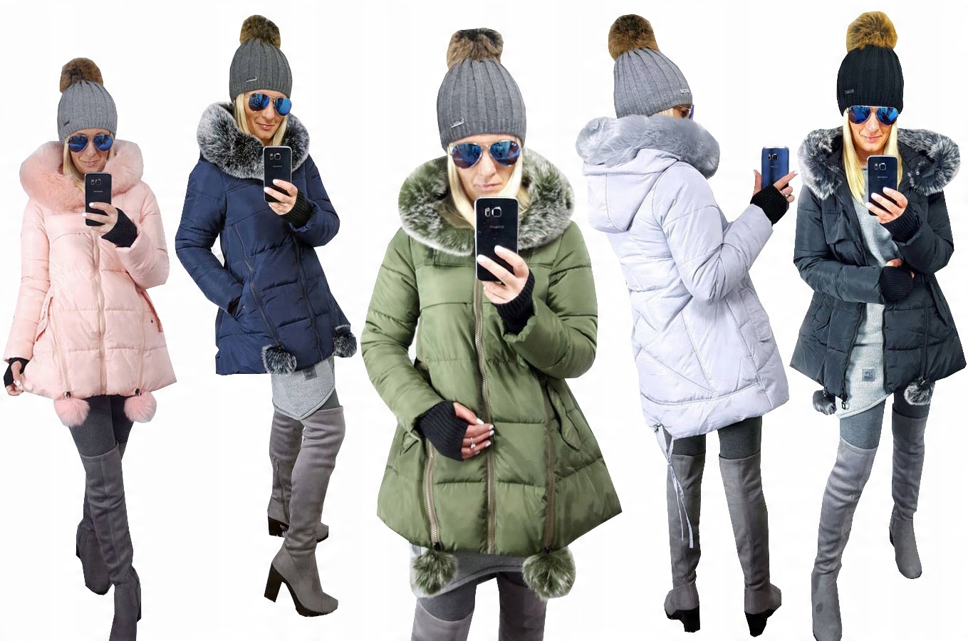 

Asymetryczna Kurtka Parka Gwiazda Kaptur Futerk Xs