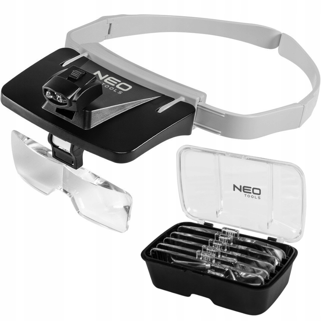 NEO LUPA NAGŁOWNA OKULARY PRECYZYJNE SOCZEWKI LED