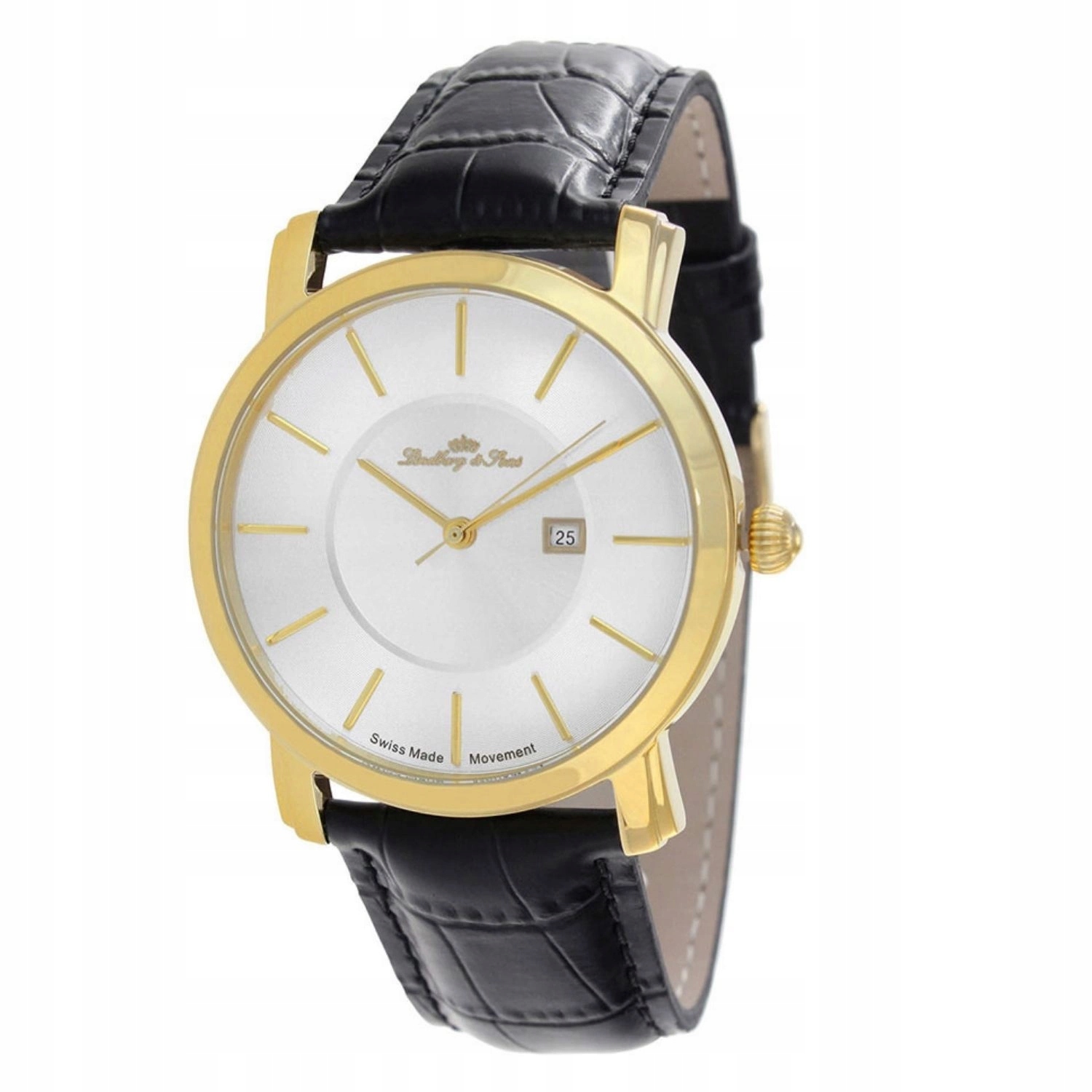 Pánské hodinky Lindberg & Sons Swiss – elegantní zlatý kožený řemínek