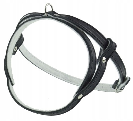 Kožený postroj pro psa podšitý filcem Lícová kůže 55 cm Champion Černý