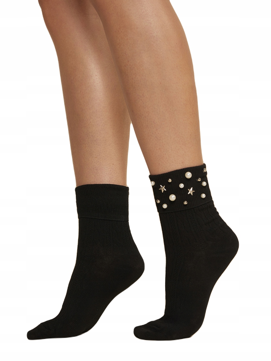 

Skarpetki damskie z perełkami 39-41 Nero