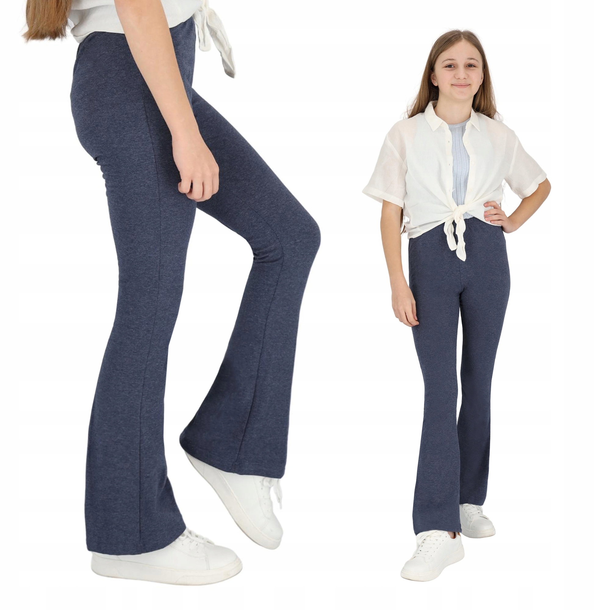 DZIECIĘCE DZWONY LEGGINSY BAWEŁNIANE DENIM 134