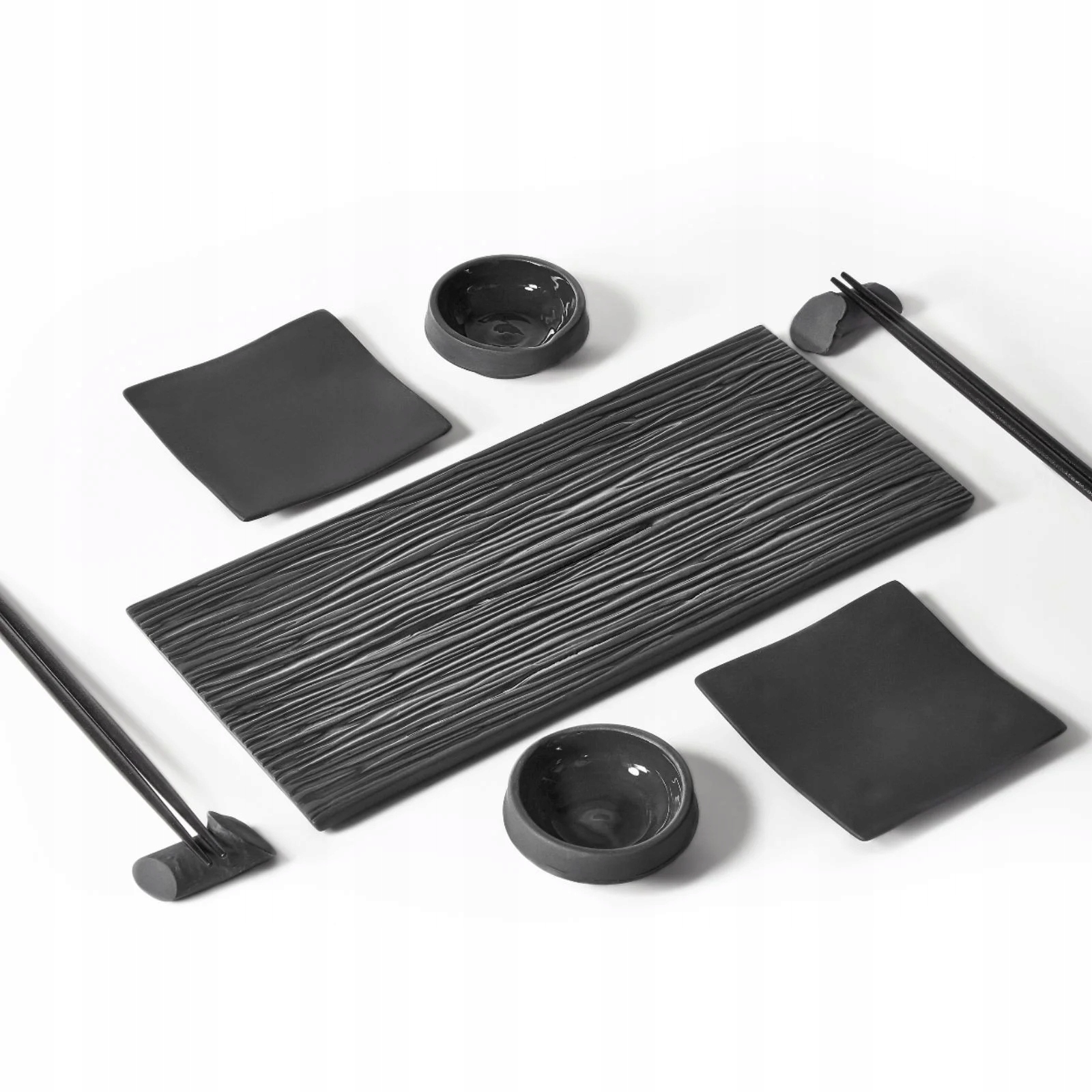 Ćmielów Design Studio Sada Sushi Zen 7 ks čierna – pre 2 osoby