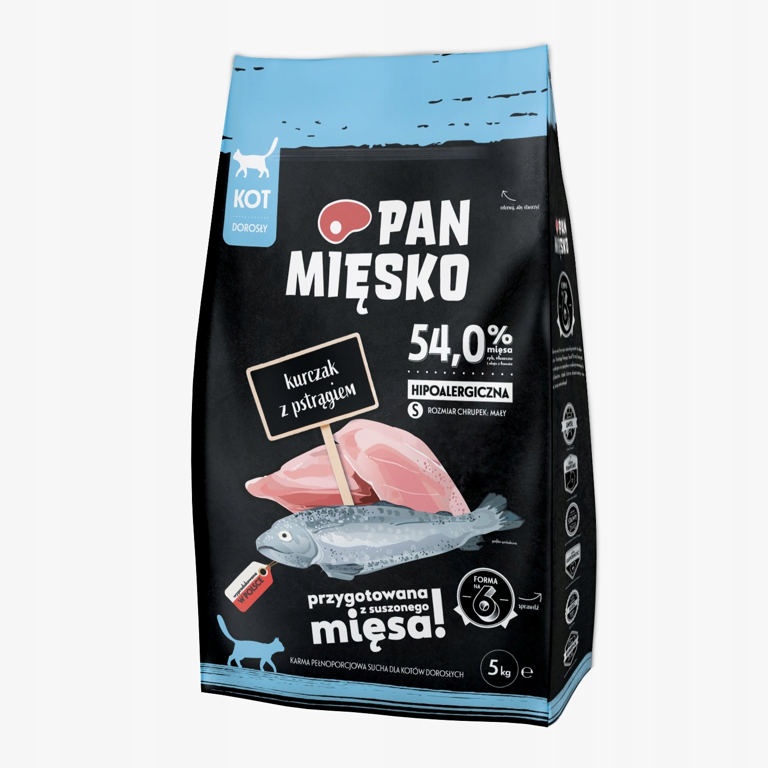 Pan Mięsko karma sucha dla kota Kurczak z pstrągiem S 5kg
