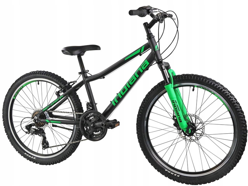Rower młodzieżowy Indiana Rock Jr 24 cale dla chłopca Czarno-zielony
