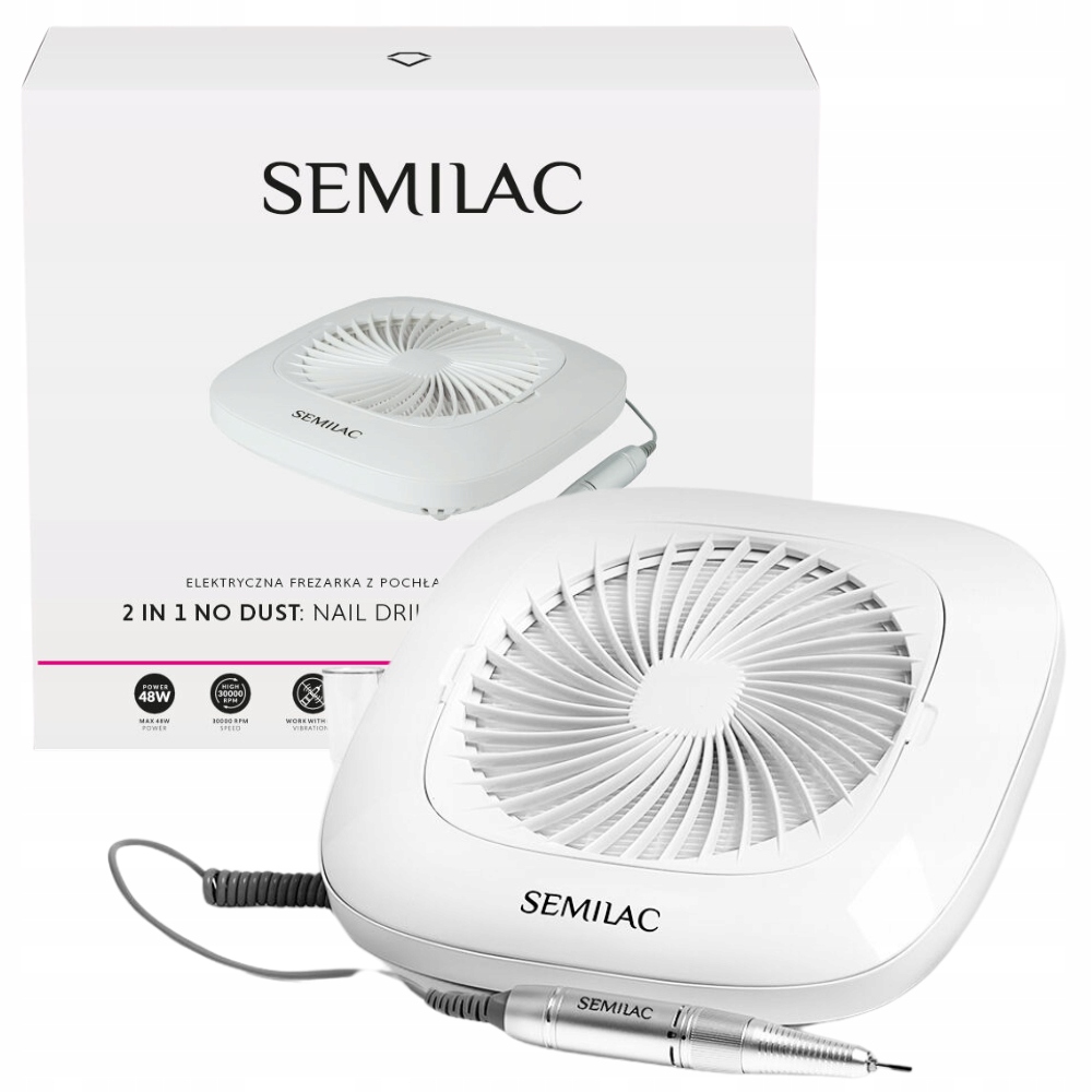 Semilac 2v1 Elektrická Bruska na nehty s pohlcovačem prachu, tichá, 48W