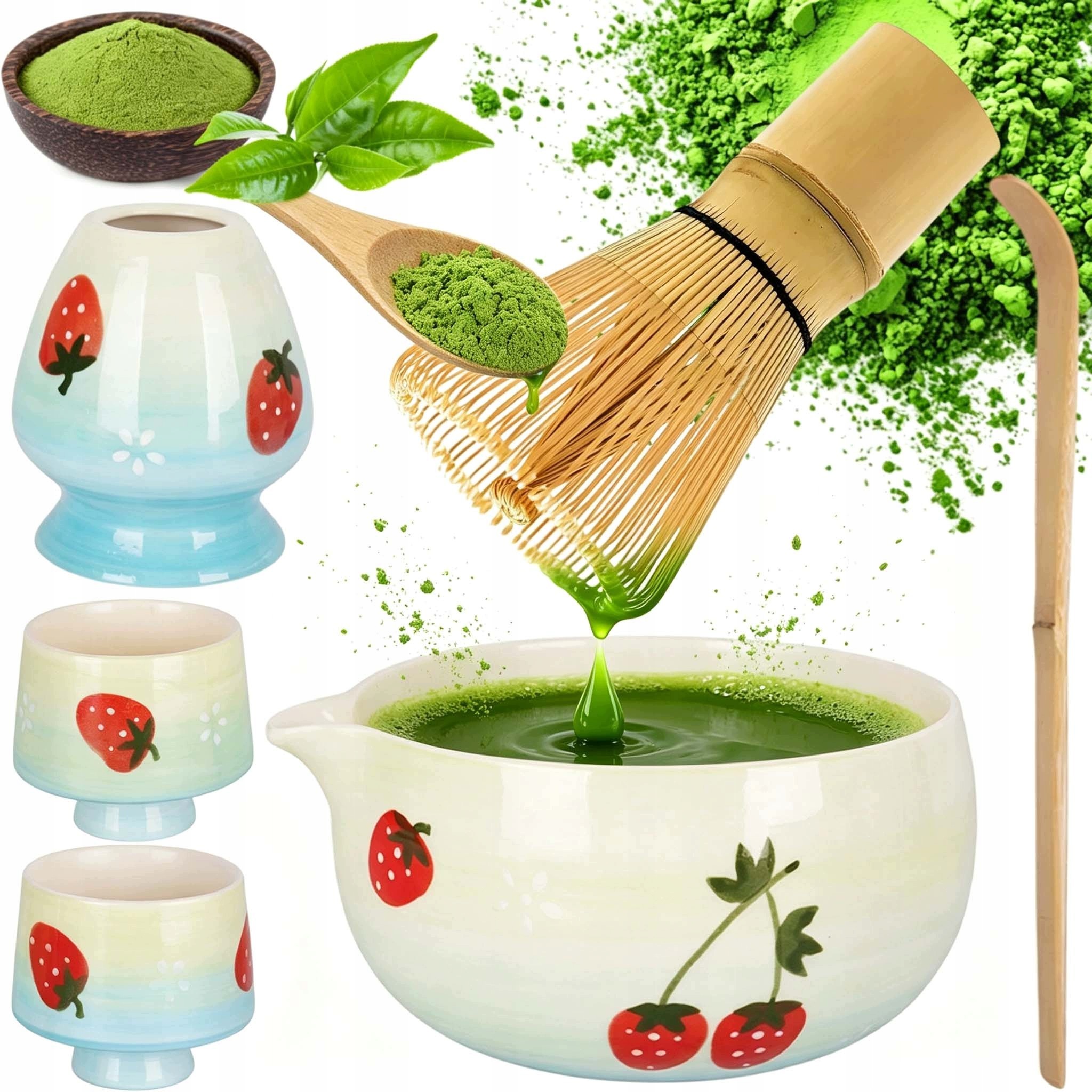 Zestaw Do Herbaty Matcha Bambusowe Narzędzie Do Matchy Z Czarka/łyżką 6SZT