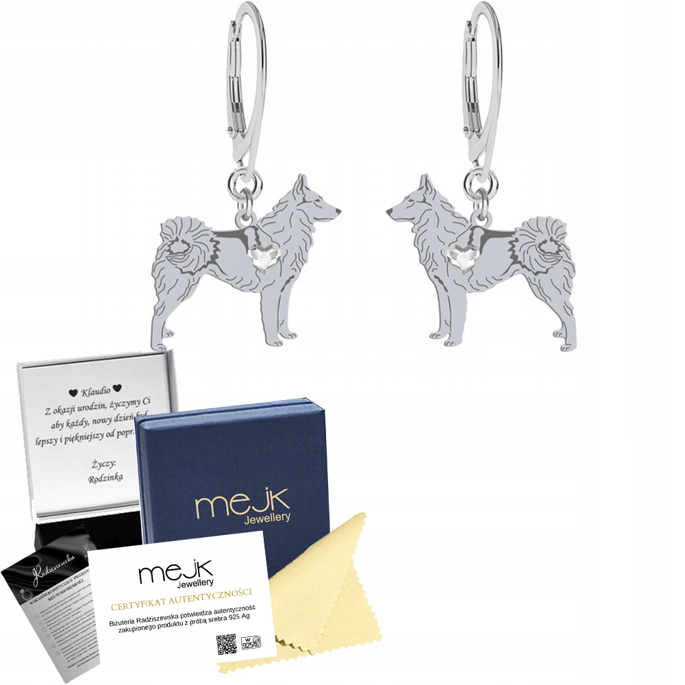 Stříbrné Náušnice z West Siberian Laika 925 jako Dárek k šperkům Gravírování