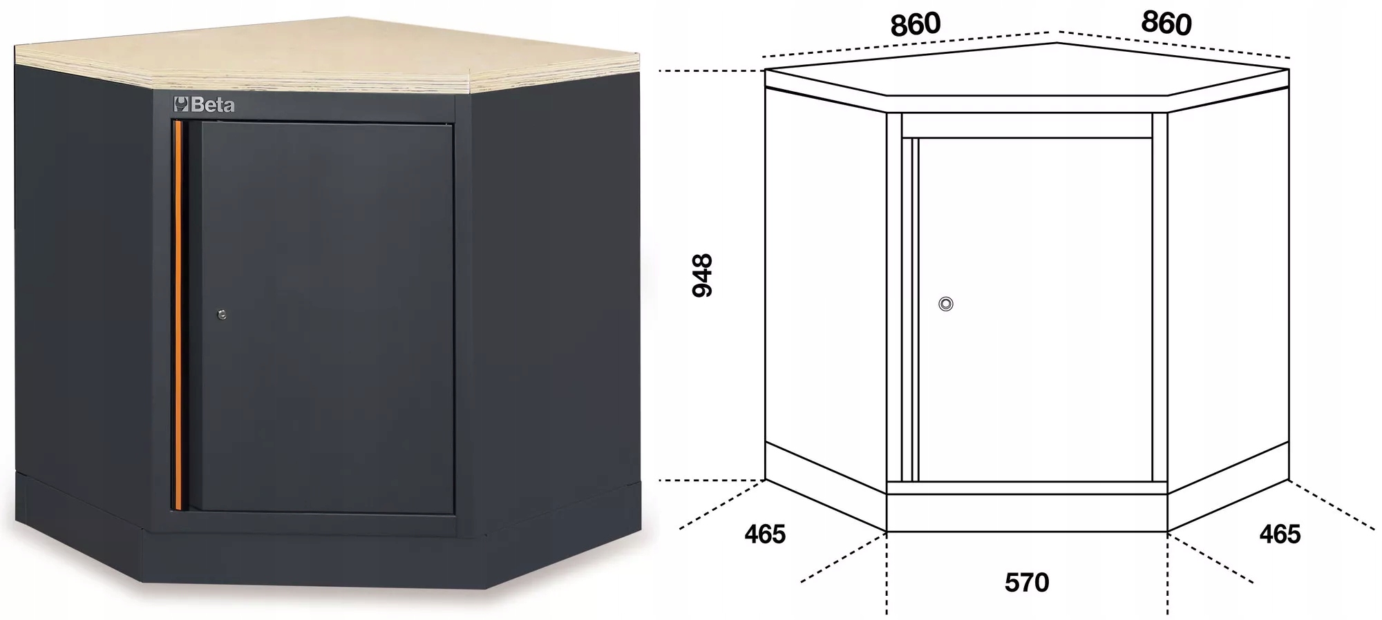 Moduł narożny z drewnianym blatem system C45PRO Beta 4500/C45PRO/CAI/W Marka Beta
