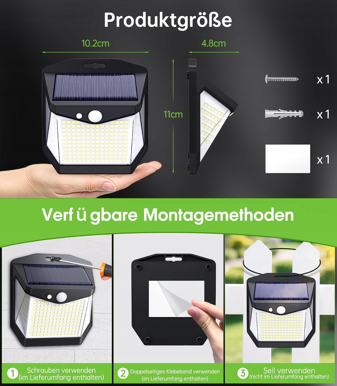 Lampa Solarna Z Czujnikiem Ruchu Zewnętrzna Ogrodowa 248LED IP65 VANRANGER — miniatura 4