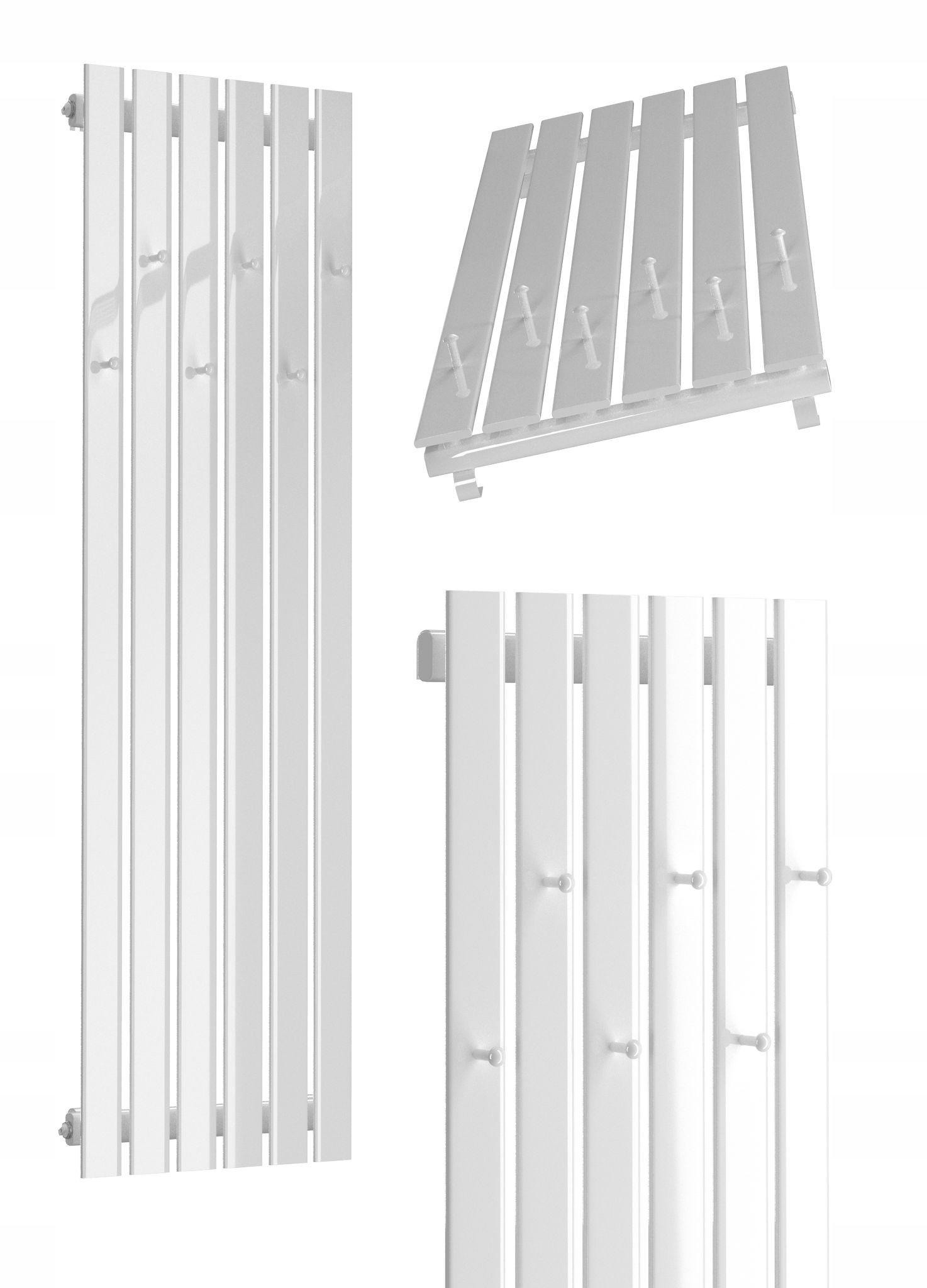 Dekorativní radiátor s věšáky Bello Hook 180x45 Bílý Lesk