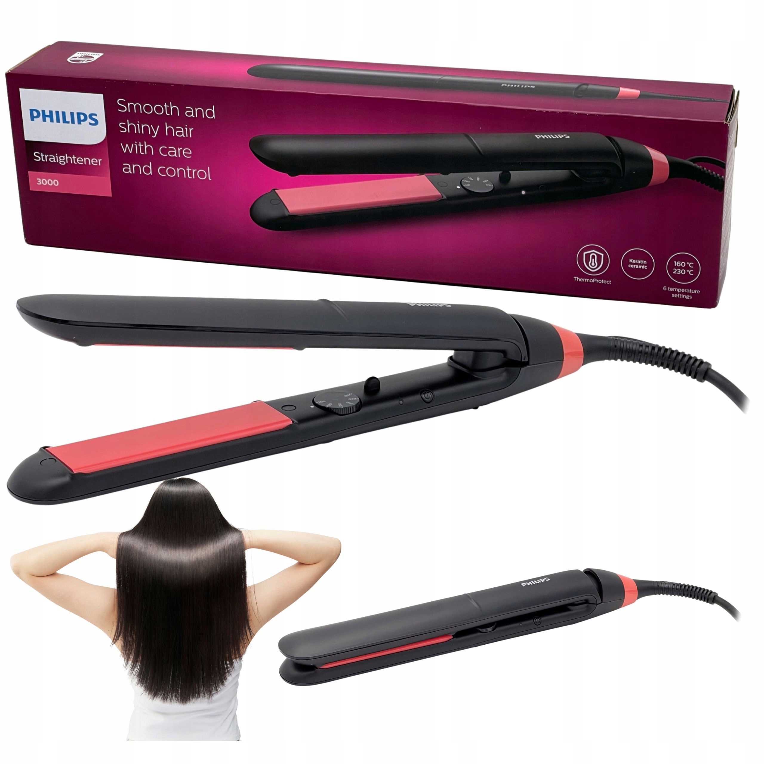 Philips Prostownica Do Włosów Ceramiczna Z Keratyną Szybkie Nagrzewanie