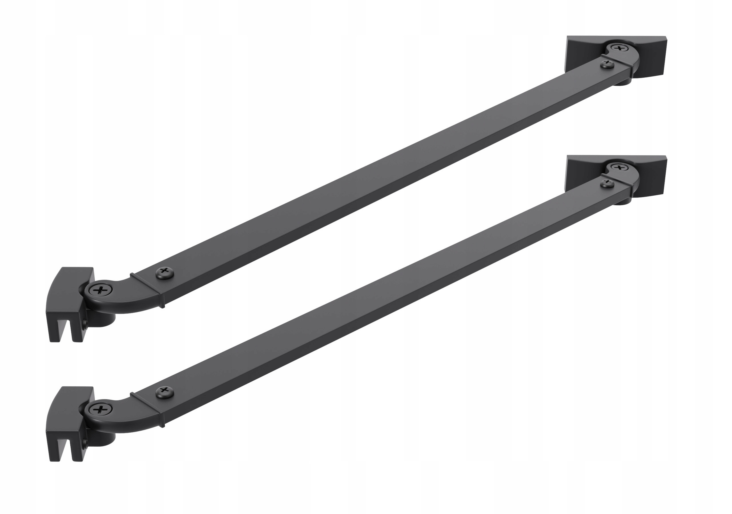 Úhlový Držák Do Kabiny 45 CM Na Sklo 6 MM Černý Na Stěnu, Sada 2 Ks