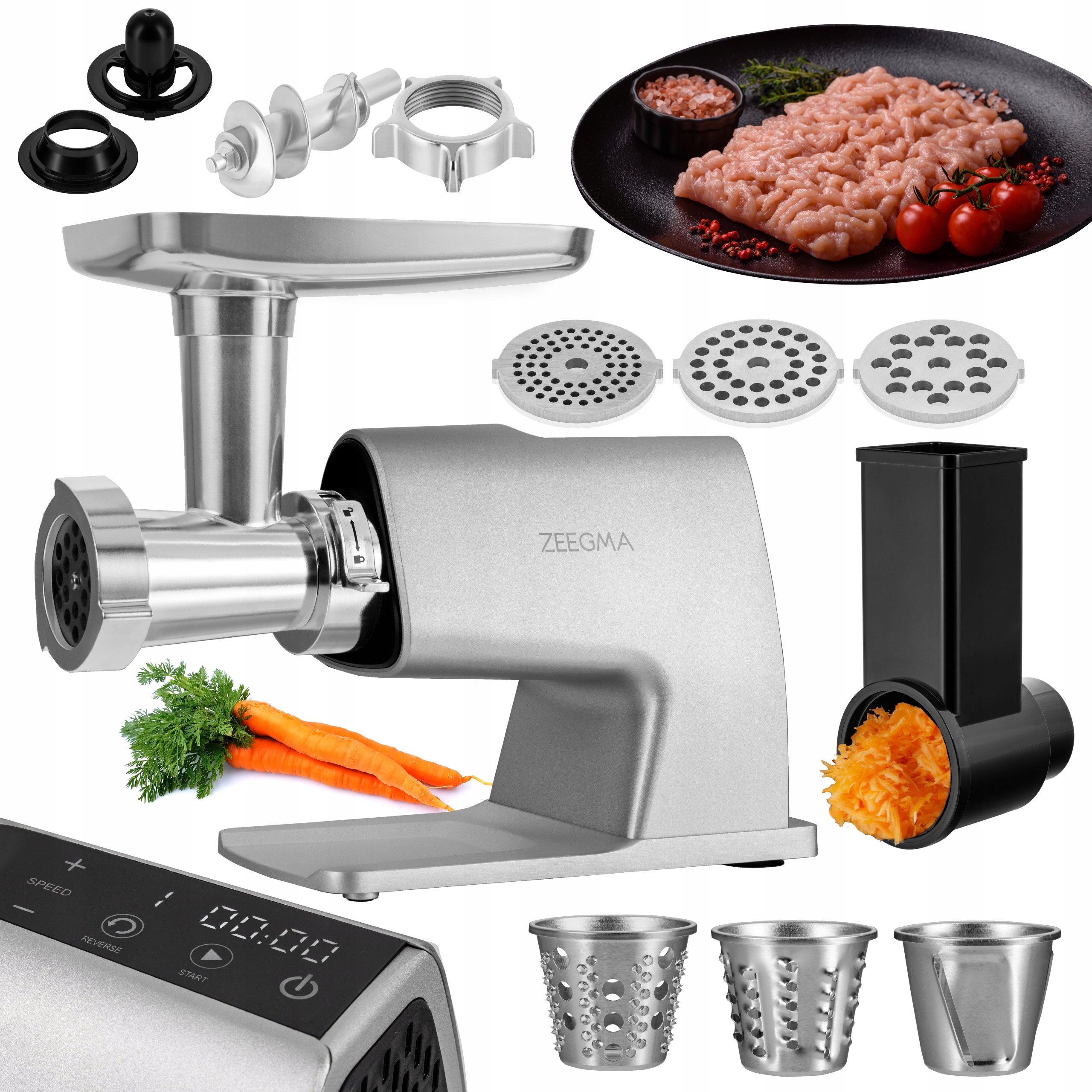 Mlýnek na maso Zeegma Molen Master 2500W kovový kráječ 2,5 kg/min