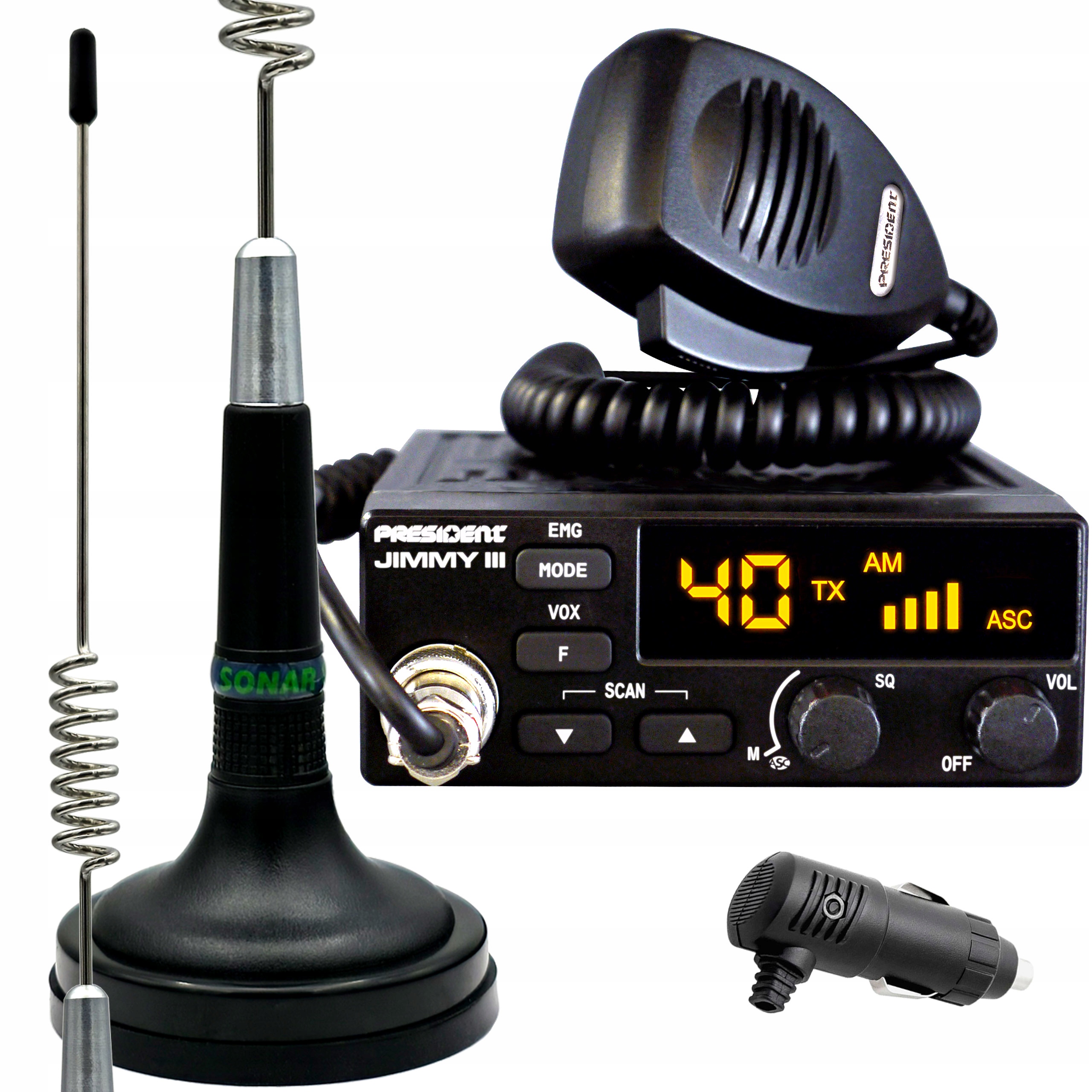 Cb sada President Jimmy III Asc anténa 33 cm krátká, diskrétní, účinná