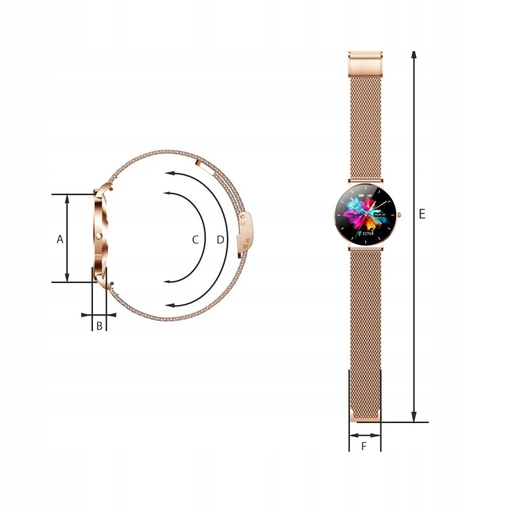 SMARTWATCH ZEGAREK DAMSKI ZŁOTY ALEXA + PASEK Kształt koperty okrągła