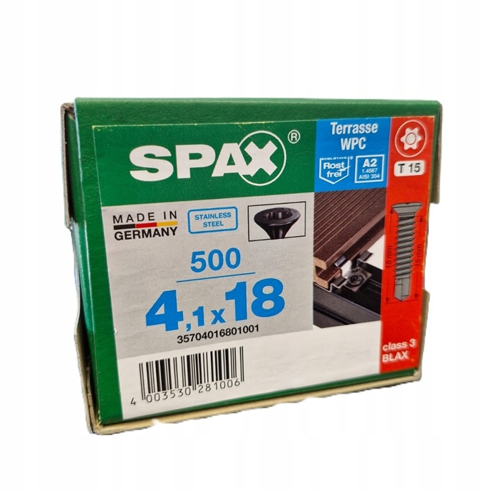 Spax Wkręty do klipsów deski kompozytowej na Legar Aluminiowy 500 sztuk