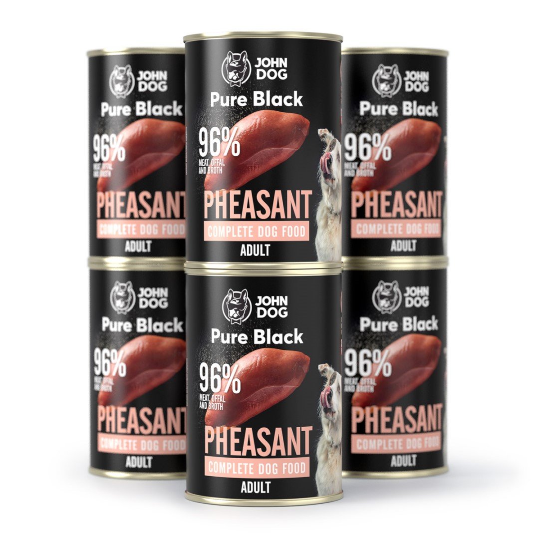 Levně 6X John Dog Krmivo Mokré Pro Psa Pure Black Bažant