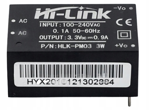 

Zasilacz HLK-PM03 240V 3.3V 3W 0.9A Przetwornica