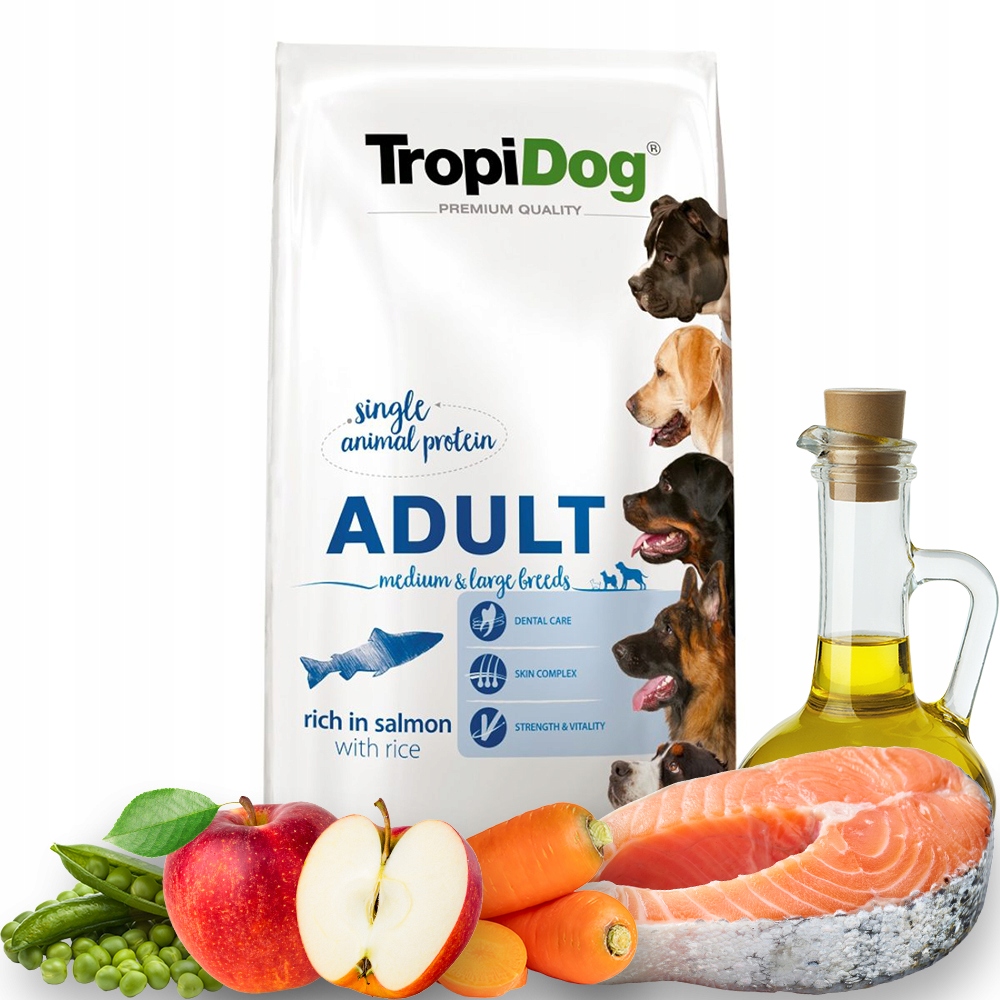 Tropidog Salmon Rice 12kg Medium Maxi dla dorosłych psów średnich i dużych