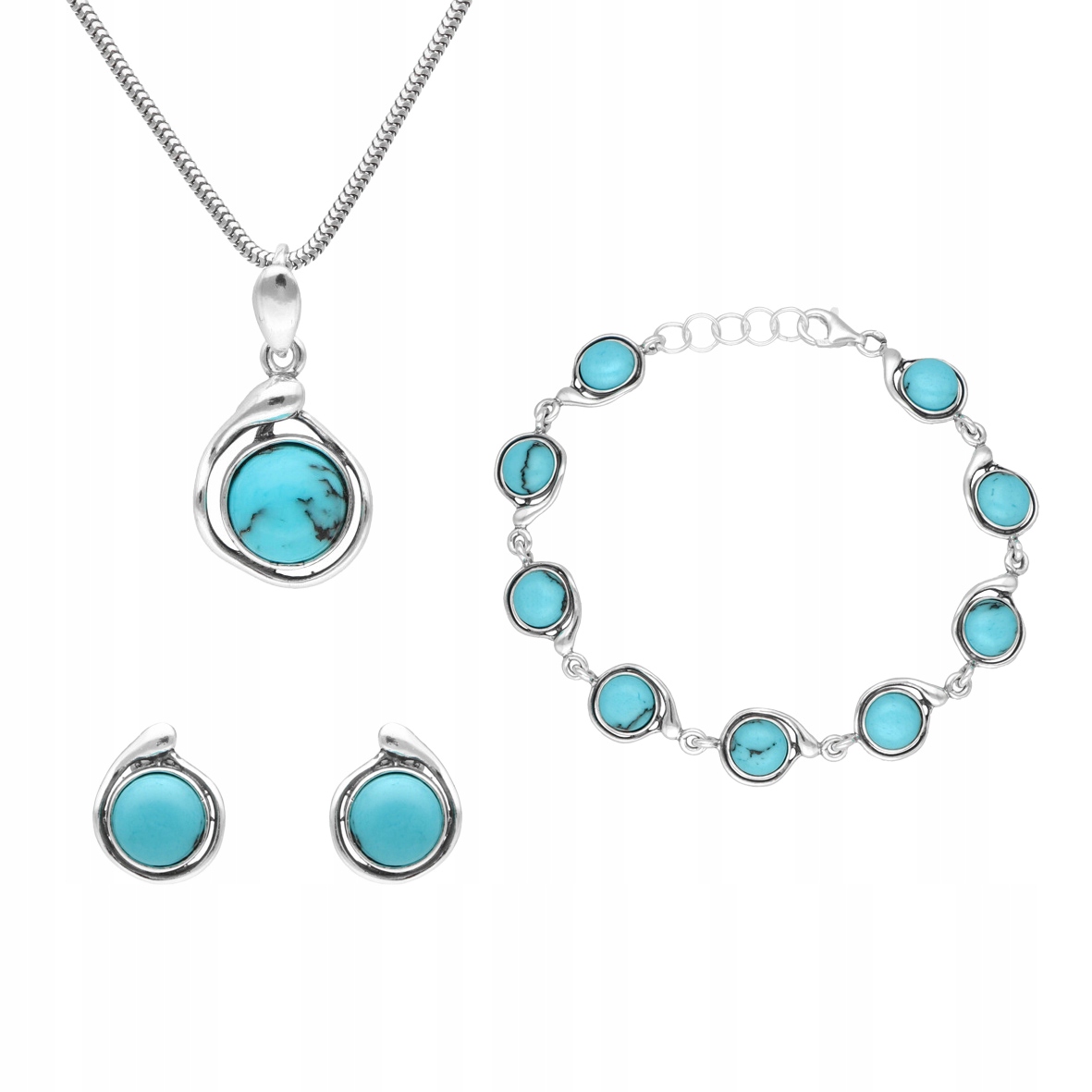 Komplet s tyrkysem a oxidovaným stříbro