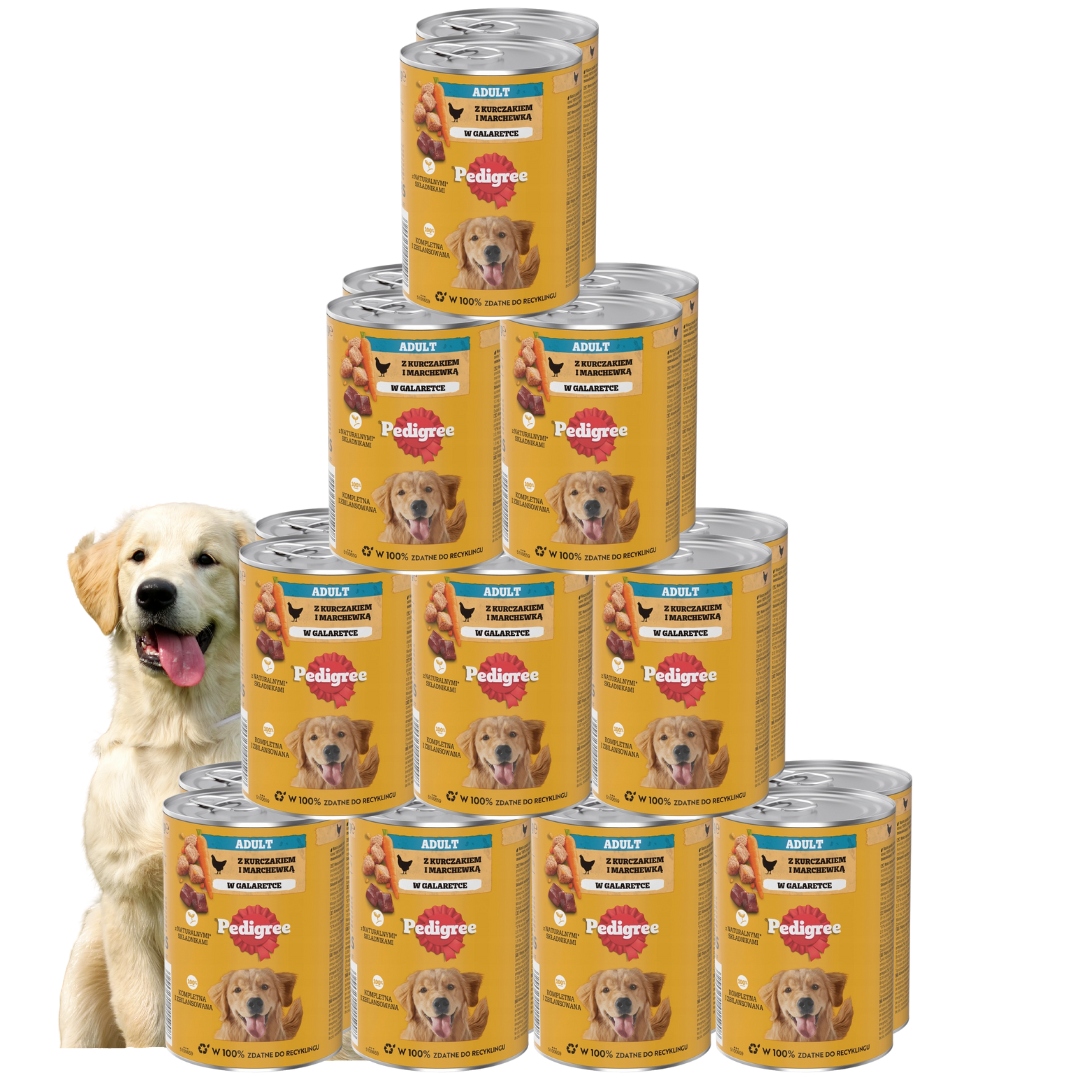 Levně Pedigree vlhké krmivo pro psy, kuřecí maso s mrkví v želé, konzerva 24 x 400 g
