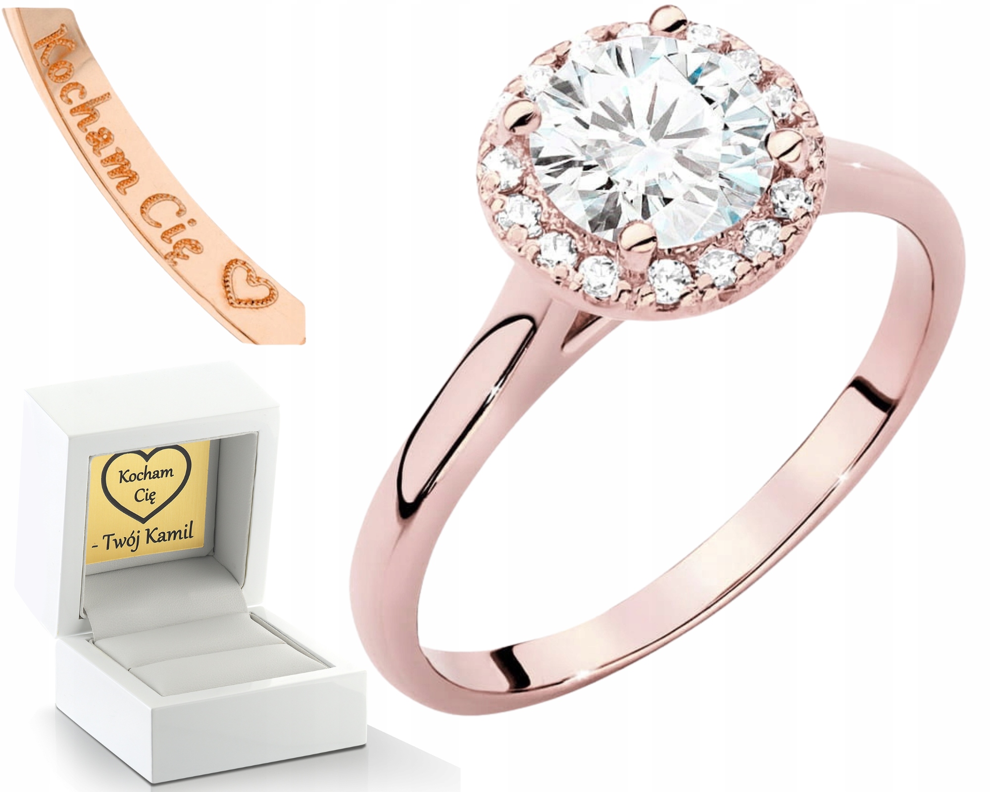 Růžové Zlato Prstýnek Diamanty Lab 1,14 Ct Dárek Drť 585