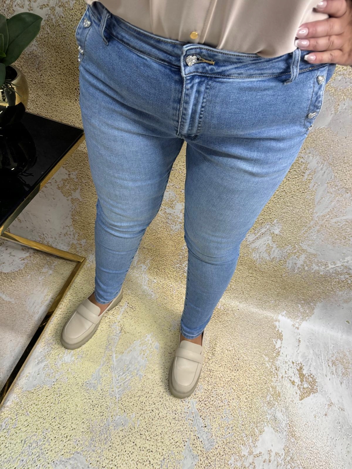 Džínové kalhoty světlé džíny srdce měkké elastické vel. 44 XXL 2XL