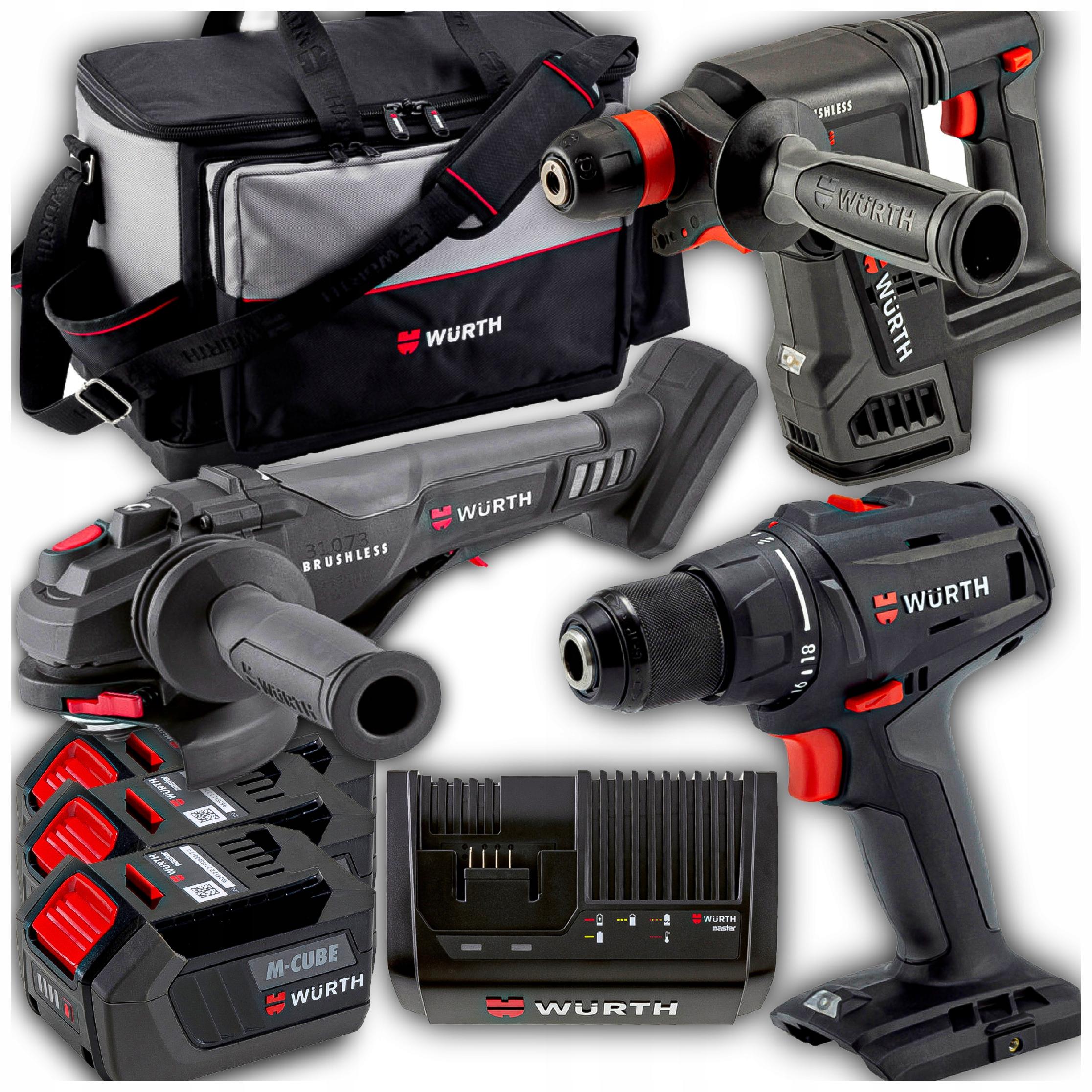 Sada Elektrického Nářadí Bruska Vrtací Kladivo Aku Šroubovák 18V Wurth