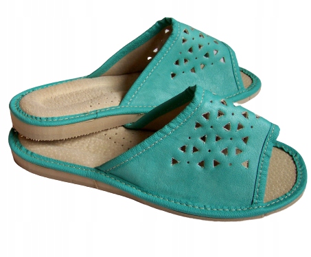 KLAPKI PANTOFLE KAPCIE DAMSKIE SKÓRZANE GÓRALSKIE Marka Halskór-Natural