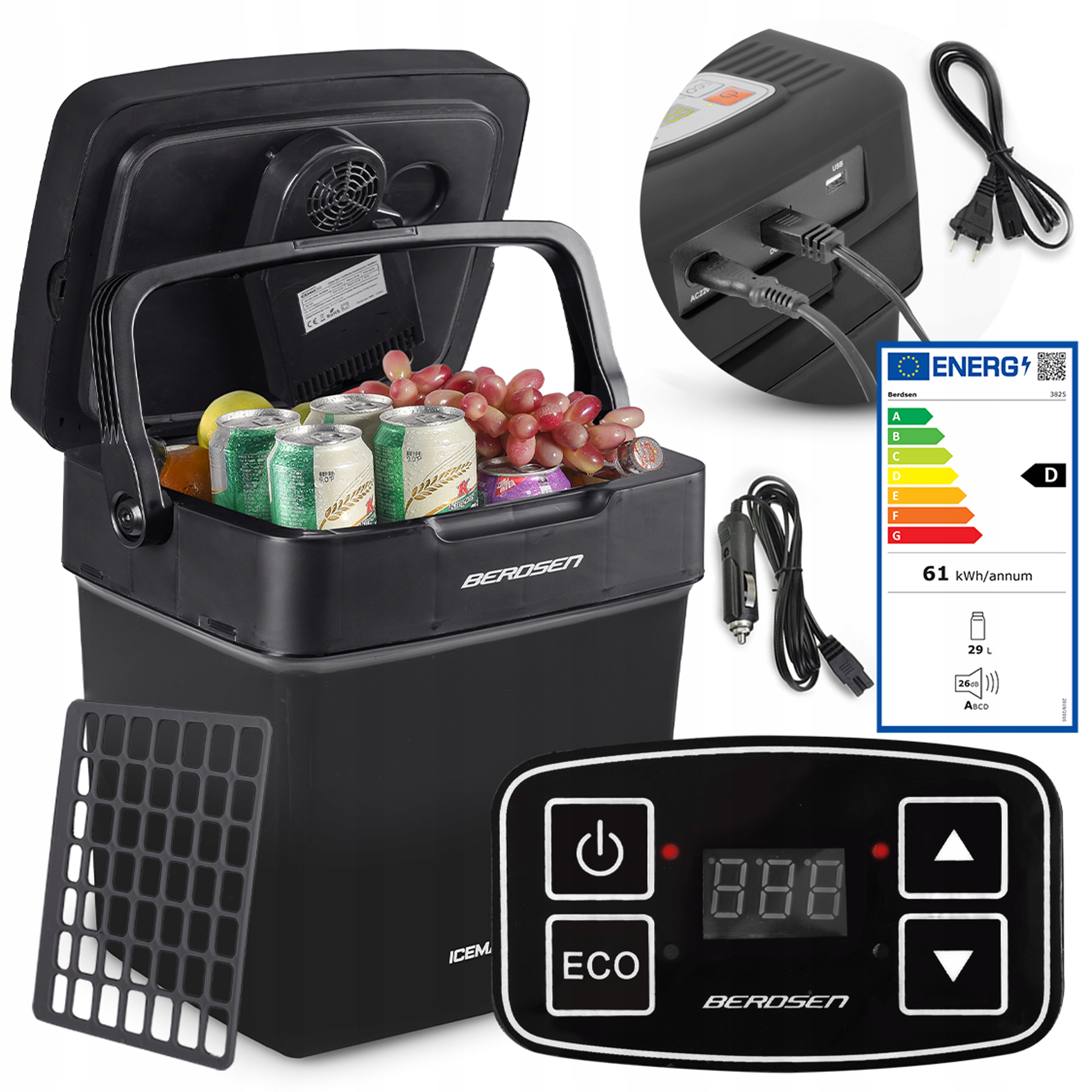 Lodówka turystyczna Berdsen Icemax 29 litry tryb Eco czarna
