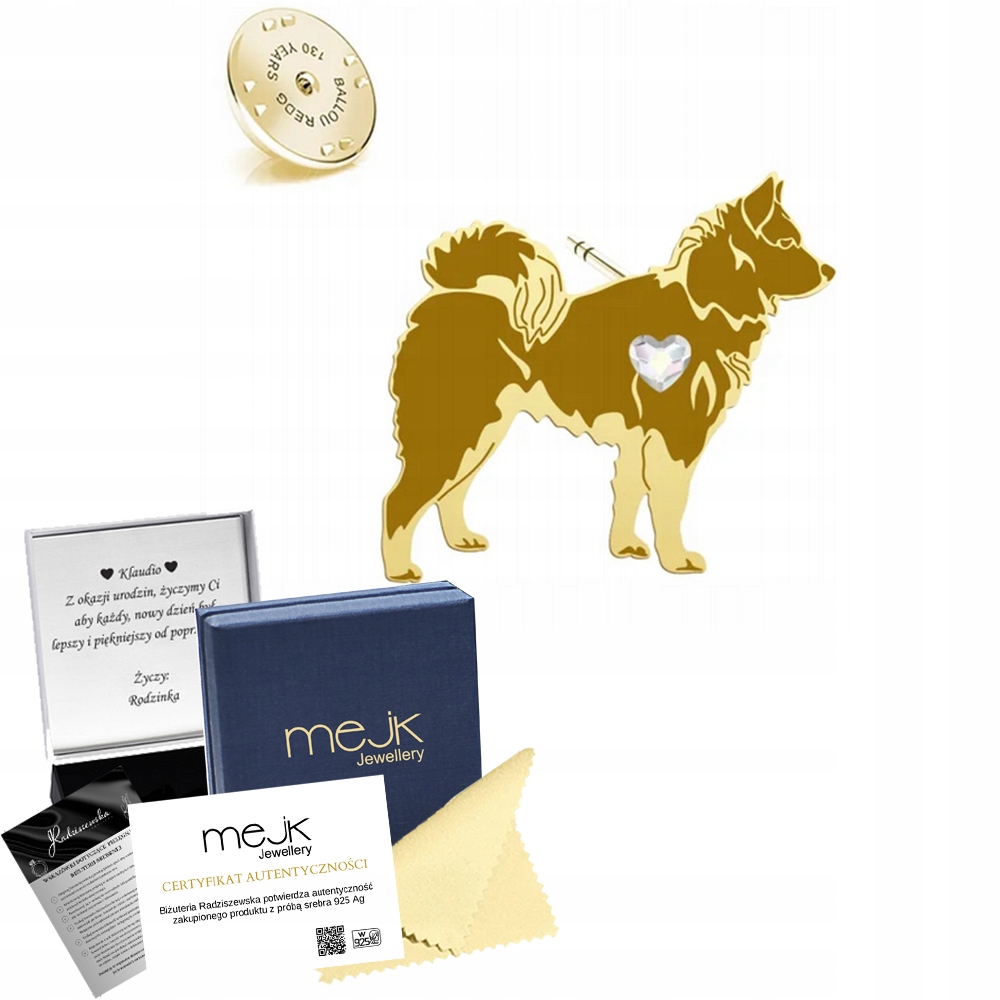 Odznak s karelským psem na medvědy 925 Šperky Dedikace