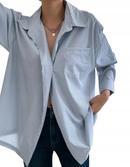 KOSZULA DAMSKA W PASKI NA GUZIKI CASUAL M 1V7I Linia regular