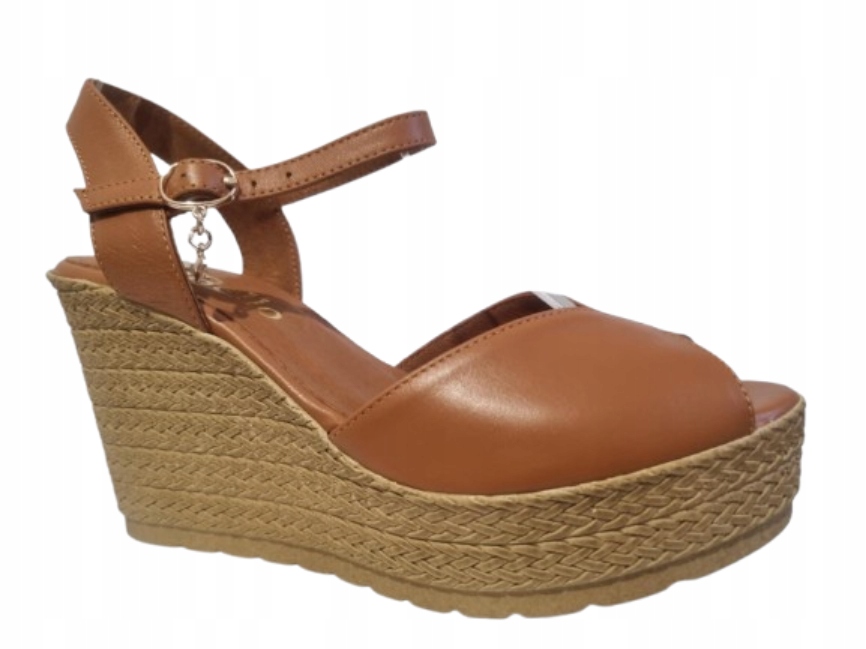 Hnědé dámské kožené sandály na platformě a pohodlném podpatku Chebello 36