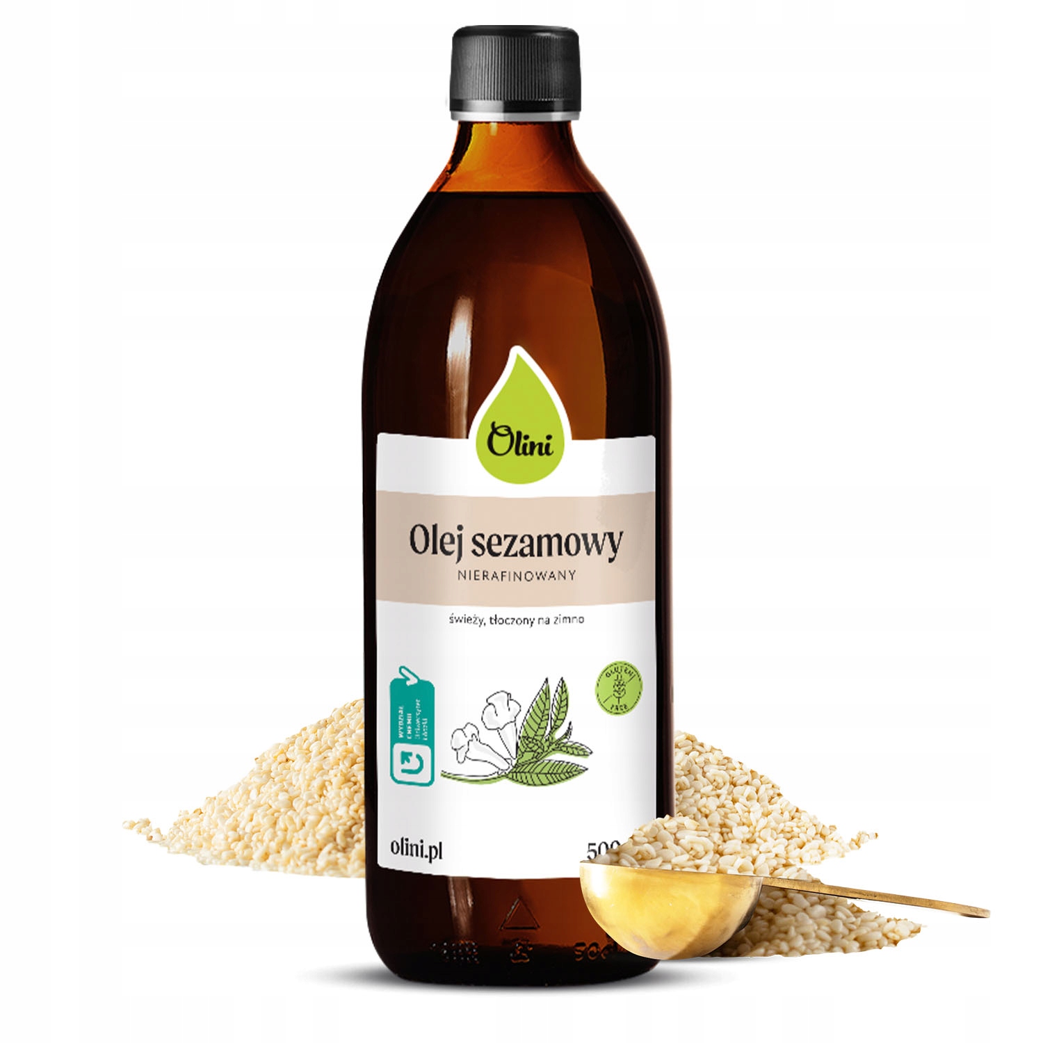 Olej sezamowy Tłoczony na zimno Olini 500 ml nierafinowany Omega 3