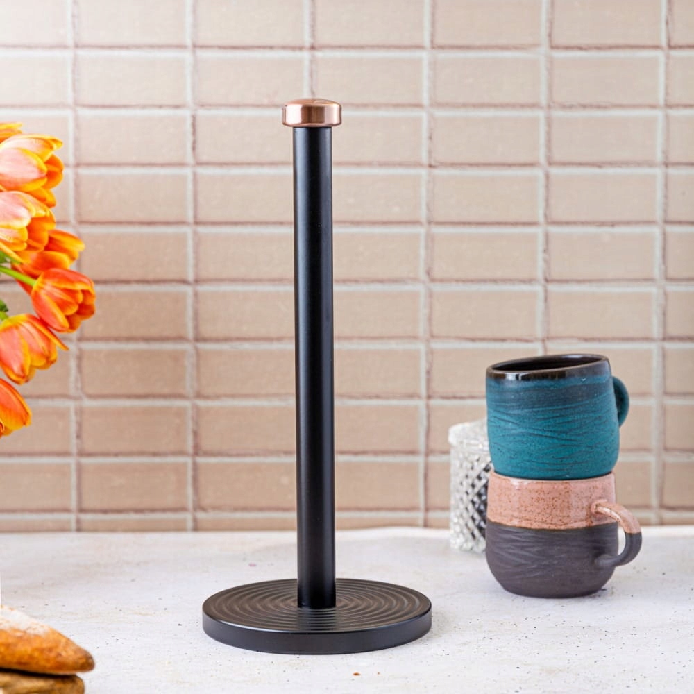 Stojak na ręcznik papierowy ręczniki kuchenne czarny metalowy KLAUSBERG Długość/wysokość 35.5 cm