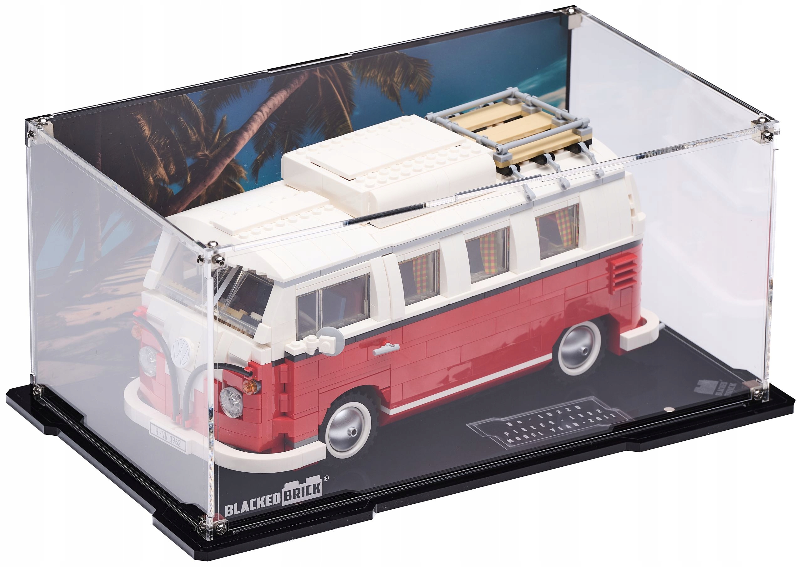 Vitrína s pozadím Blacked Brick pre Lego 10220 Creator Expert Volkswagen T1