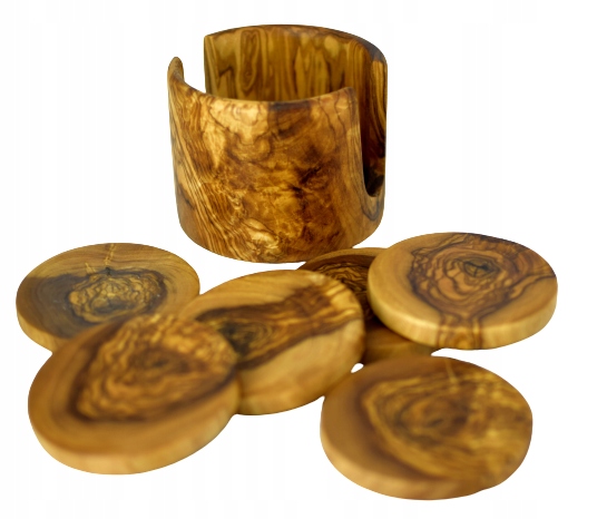 

Podkładki w stojaku pod kubek 6 szt. drewno oliwne