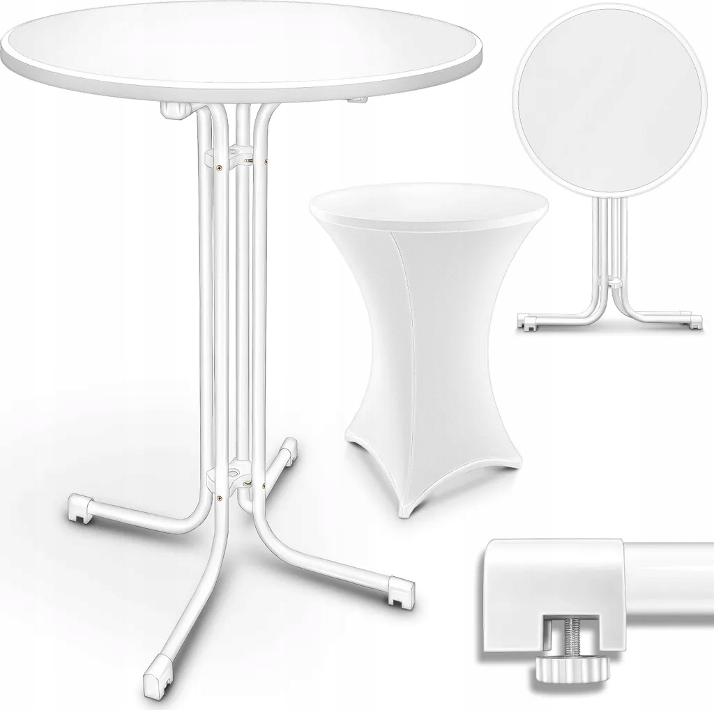 tillvex Gastro vysoký skladací stôl Ø70 cm biely bistro stôl