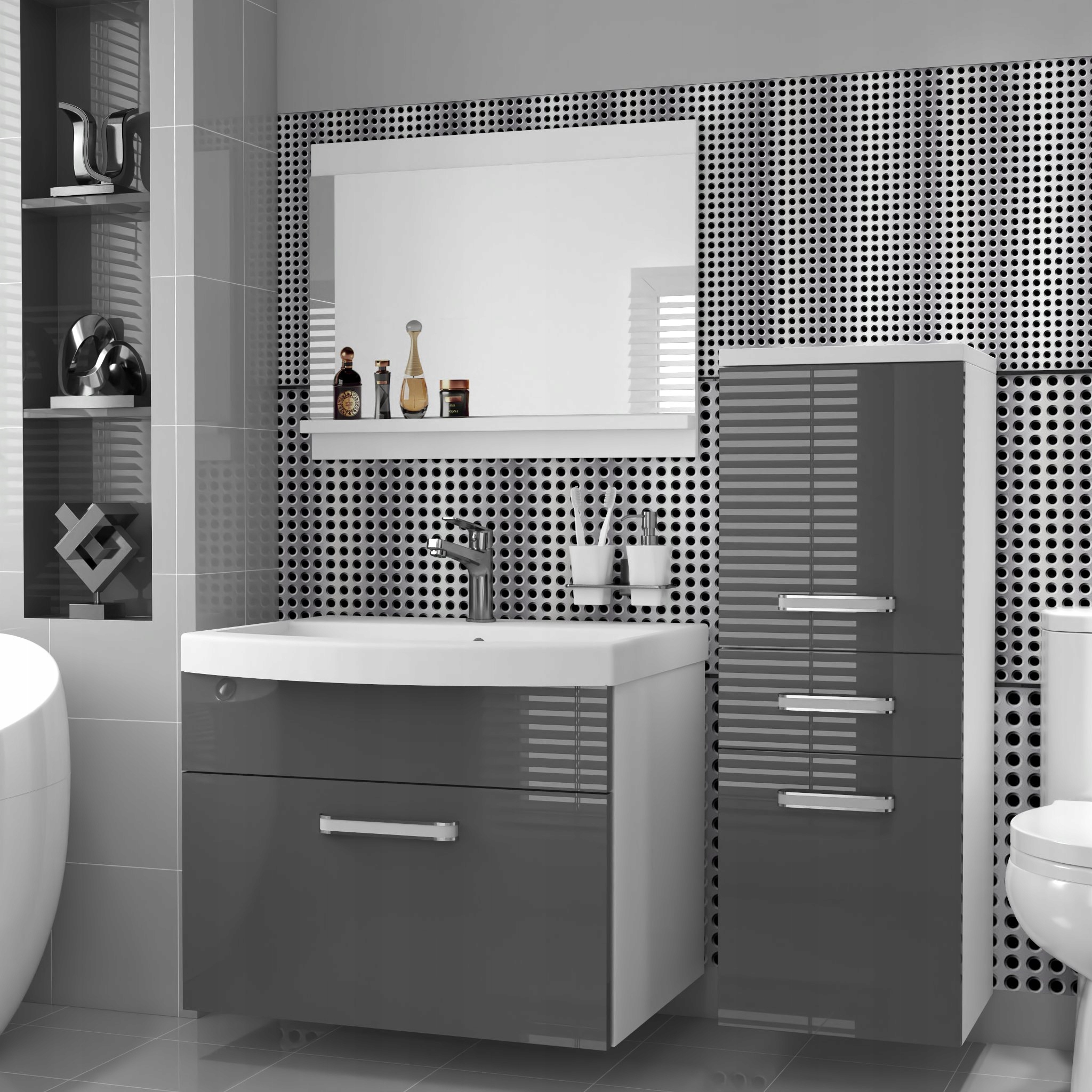 Meble łazienkowe z LUSTREM z UMYWALKĄ POŁYSK