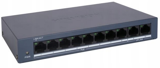 Switch Poe DS-XS0110-P 8-PORTOWY 2x Uplink Hikvision