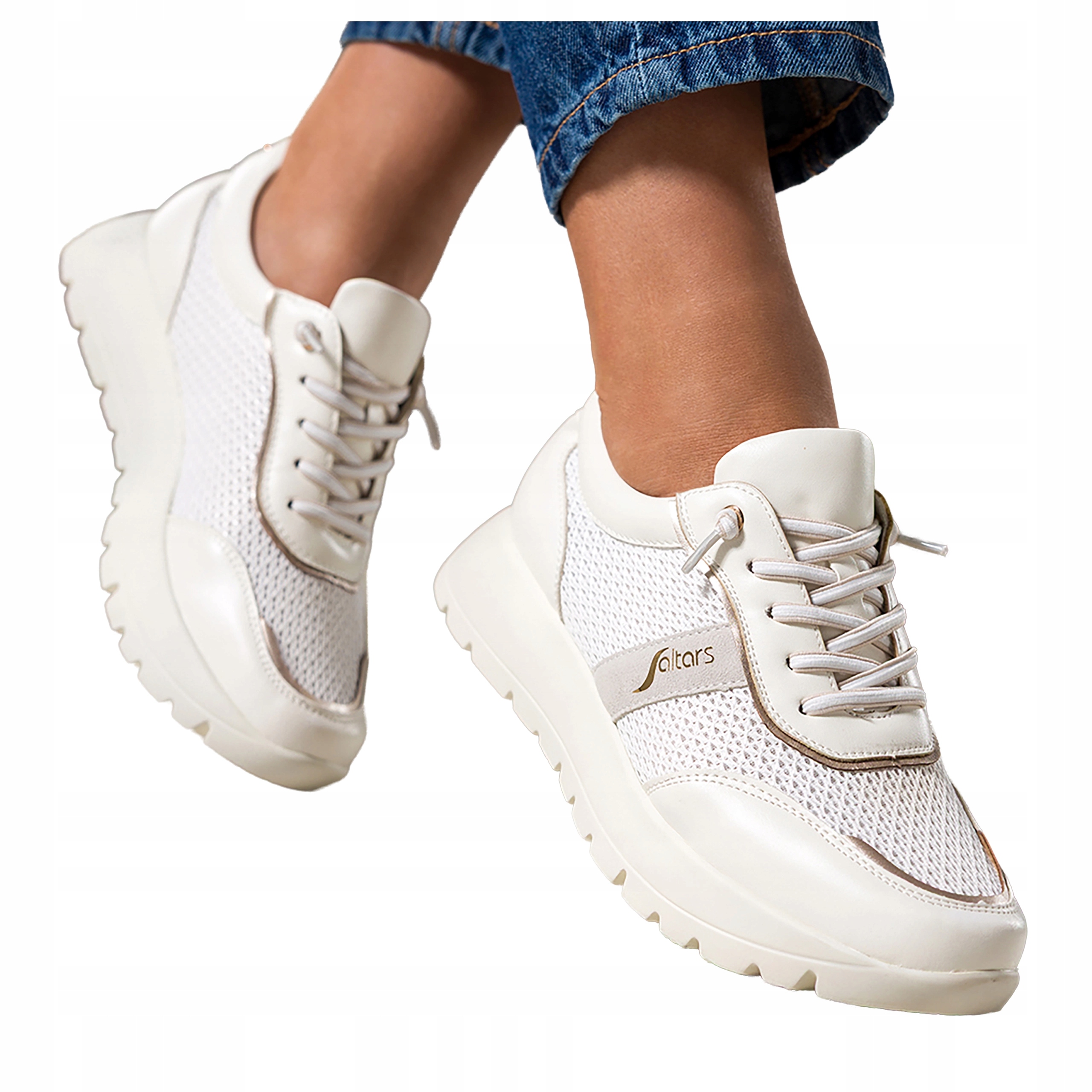 Krémové dámské Tenisky s šněrovací síťkou, pohodlné, sportovní, velikost 36