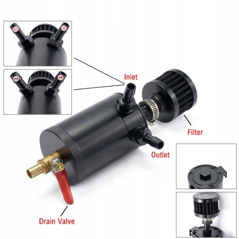 OIL CATCH TANK SEPARATOR OLEJU Z FILTREM I ZAWOREM ZBIORNIK ODMY OLEJU Producent części Epman