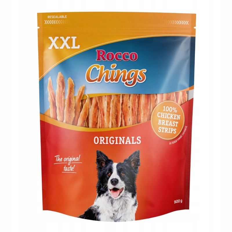 Levně Pamlsek Rocco Chings kuřecí filety v pruzích 900 g (2 x 450 g)