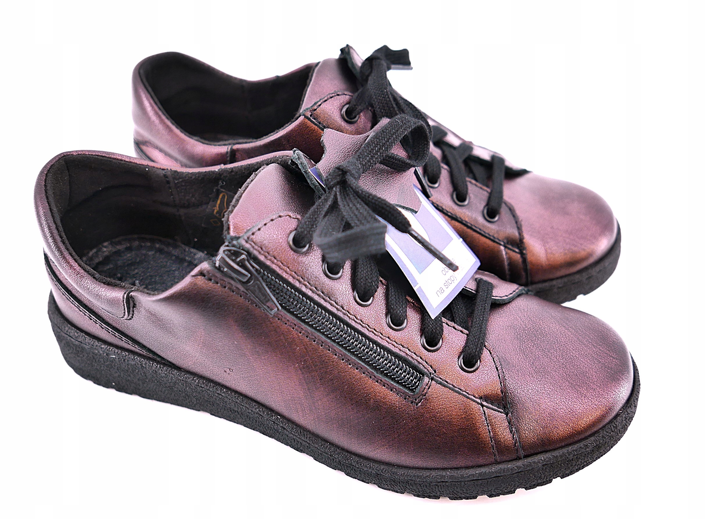 Wasak Certifikované Dámské Polobotky Z Přírodní Kůže Bordové Metalízy R38