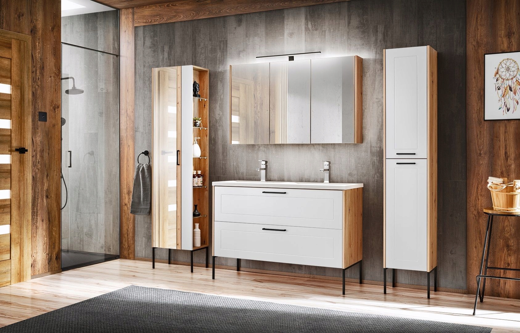 SZAFKA POD UMYWALKE 60CM MADERA STALOWE NOGI Kolor frontów biały
