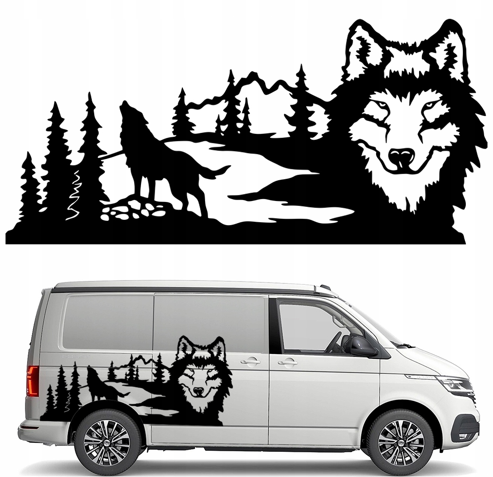 Nálepka Grafika na karavan Vlk Les Wild Animal 90x193