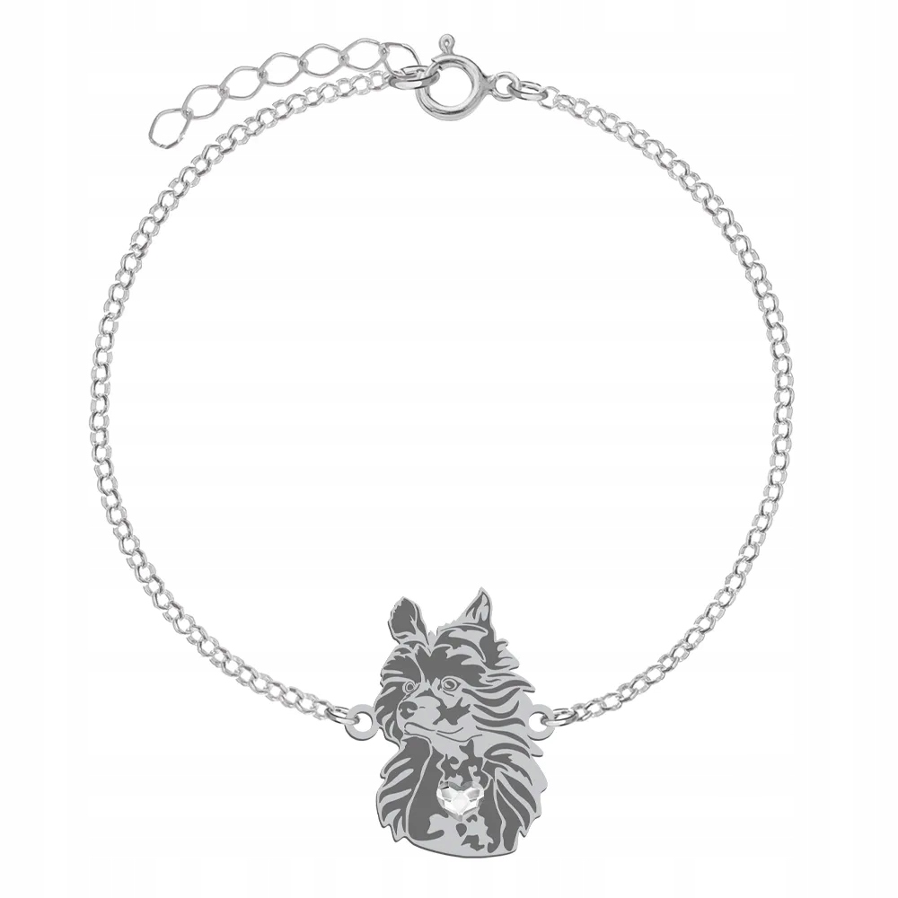 Stříbrný náramek se psem Hříbátko čínské Nahé 925 Žena Gravírování Bonus