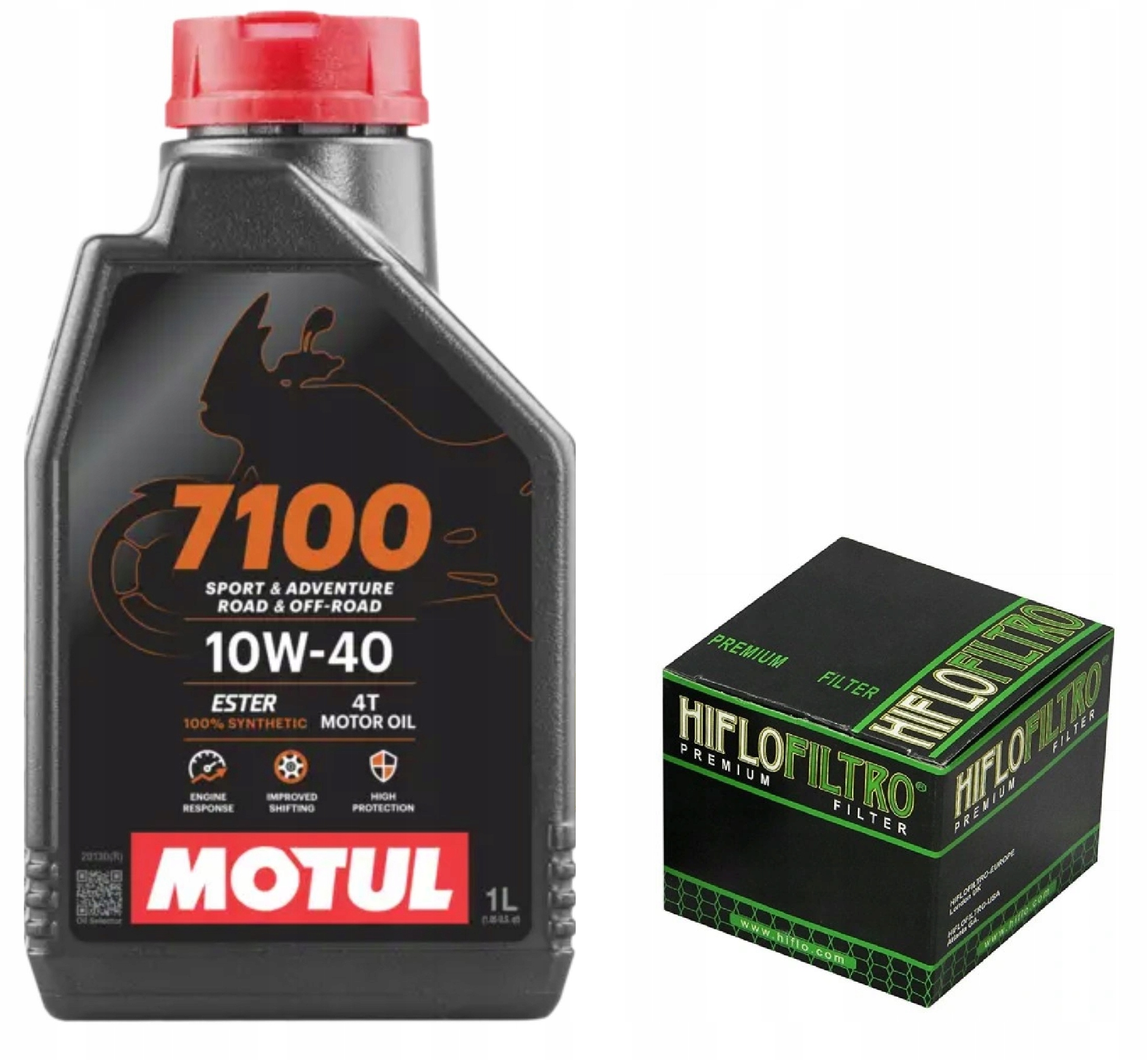 Olej Motul 7100 10W40 1L. Filtr HF113, Honda CBF125, 14-15r.