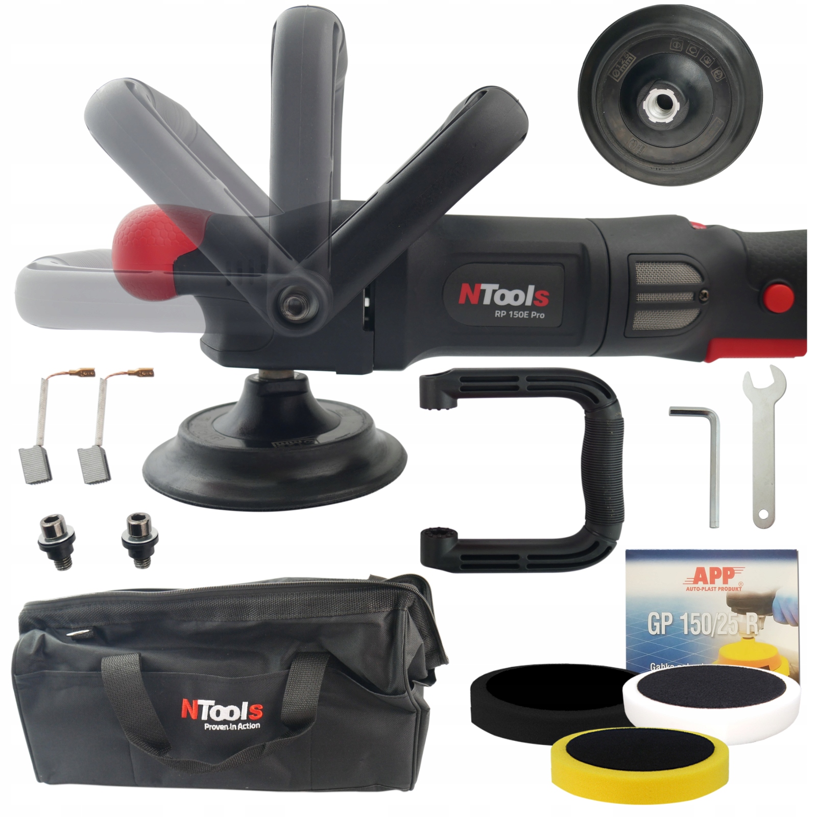 Elektrická leštička na leštění auta RP150E Pro NTools 3 Houbičky